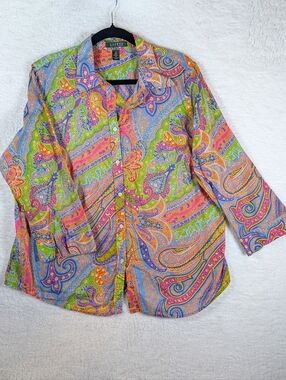 Lauren Ralph Lauren Bright Multicolor Paisley Button-Front Shirt